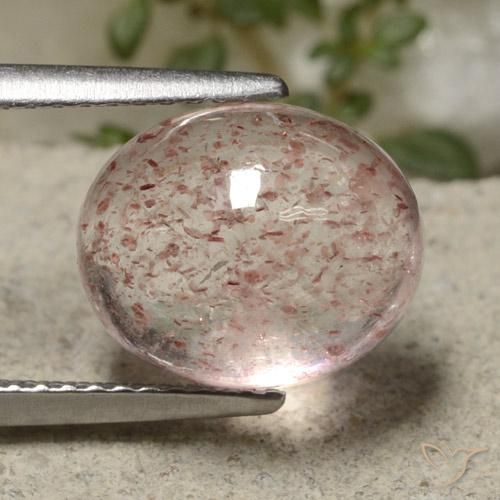 5.09 ct Pink Strawberry Quartz Stone, Natural Strawberry Quartz in Oval Cabochon Shape for Sale