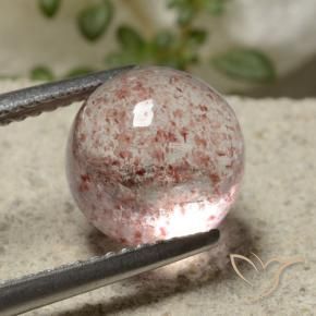 4.46 ct Pink Strawberry Quartz Stone, Natural Strawberry Quartz in Round Cabochon Shape for Sale