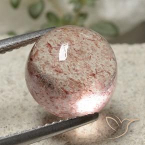 5.18 ct Pink Strawberry Quartz Stone, Natural Strawberry Quartz in Round Cabochon Shape for Sale