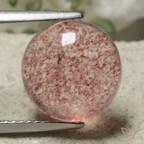 Quartz Fraise Rose round cabochon De Russie, 11,1mm, poids de 5,44 ct, pierre gemme naturelle Non traité de pureté Translucide, 1 pièce Quartz Fraise, couleur Rose léger, dureté Mohs de 7 convient aux bijoux de tous les jours, pierre de sagesse, Photo A
