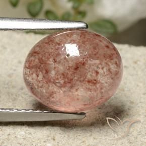 4.03 ct Pink Strawberry Quartz Stone, Natural Strawberry Quartz in Oval Cabochon Shape for Sale
