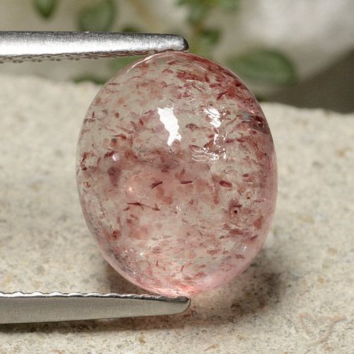 4.49ct Natural Medium-Light Pink Strawberry Quartz, Oval, Translucent