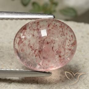 4.49 ct Pink Strawberry Quartz Stone, Natural Strawberry Quartz in Oval Cabochon Shape for Sale