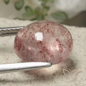 Strawberry Quartz Gemstone in 11 x 9 mm (calibrated) Size for Sale, Strawberry Quartz Stone in Medium-Light Pink Color