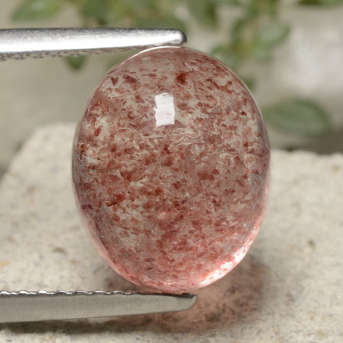 rose-rosa Erdbeerquarz Edelstein - 4ct Oval Cabochon (ID: 479854)