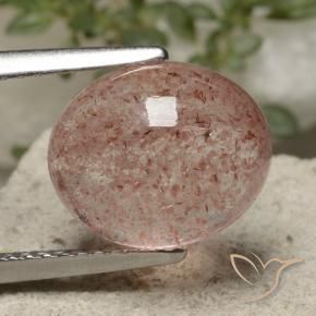 4.63 ct Pink Strawberry Quartz Stone, Natural Strawberry Quartz in Oval Cabochon Shape for Sale