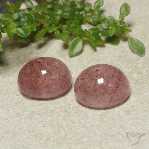 10.08 ctw Pink Strawberry Quartz Stones, Natural Strawberry Quartz in Oval Cabochon Shape for Sale