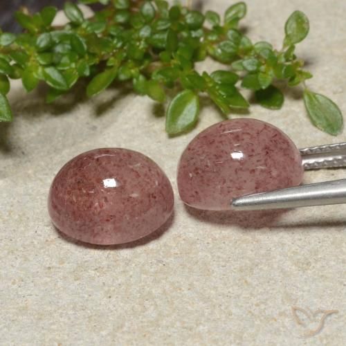 Strawberry Quartz Gemstones in 11 x 9 mm (calibrated) Size for Sale, Strawberry Quartz Stones in Medium Pink Color