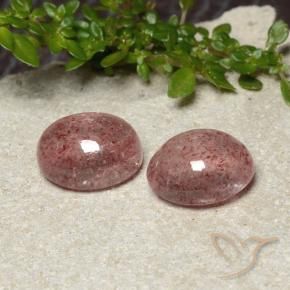 9.10 ctw Pink Strawberry Quartz Stones, Natural Strawberry Quartz in Oval Cabochon Shape for Sale