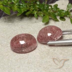 Strawberry Quartz Gemstones in 11 x 9 mm (calibrated) Size for Sale, Strawberry Quartz Stones in Rose Pink Color