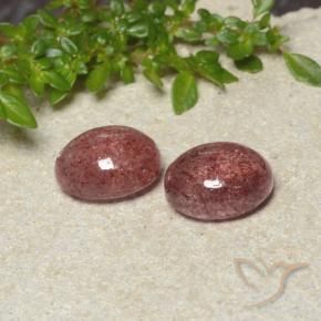 6.51 ctw Pink Strawberry Quartz Stones, Natural Strawberry Quartz in Oval Cabochon Shape for Sale
