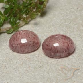 6.26 ctw Pink Strawberry Quartz Stones, Natural Strawberry Quartz in Oval Cabochon Shape for Sale