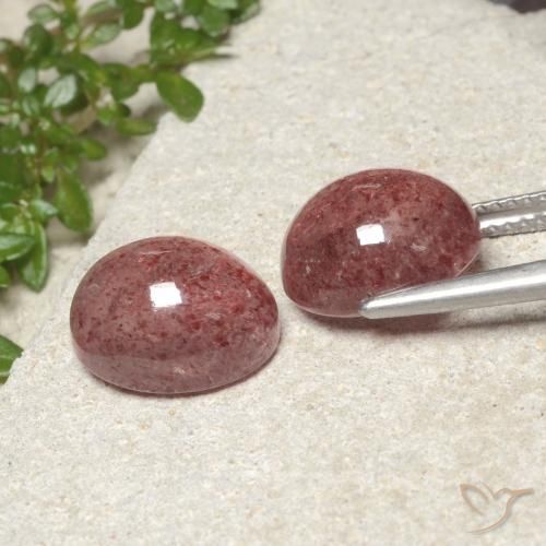 Strawberry Quartz Gemstones in 11 x 9 mm (calibrated) Size for Sale, Strawberry Quartz Stones in Medium Pink Color