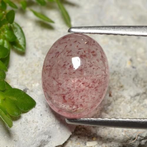 3.65ct Natural Medium-Light Pink Strawberry Quartz, Oval, Translucent