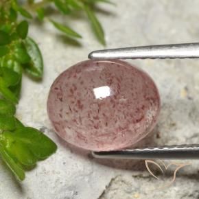 3.65 ct Pink Strawberry Quartz Stone, Natural Strawberry Quartz in Oval Cabochon Shape for Sale