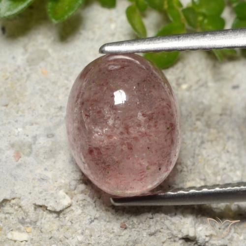 3.51ct Natural Medium Pink Strawberry Quartz, Oval, Translucent