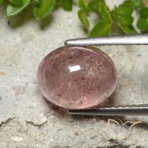 3.51 ct Pink Strawberry Quartz Stone, Natural Strawberry Quartz in Oval Cabochon Shape for Sale