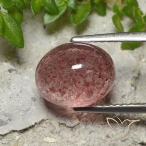 3.50 ct Pink Strawberry Quartz Stone, Natural Strawberry Quartz in Oval Cabochon Shape for Sale