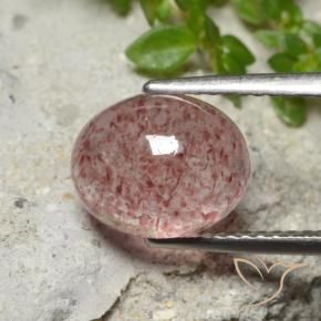 3.36 ct Pink Strawberry Quartz Stone, Natural Strawberry Quartz in Oval Cabochon Shape for Sale