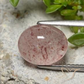 3.66 ct Pink Strawberry Quartz Stone, Natural Strawberry Quartz in Oval Cabochon Shape for Sale