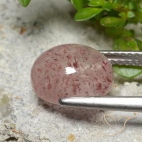 Strawberry Quartz Gemstone in 10 x 8 mm (calibrated) Size for Sale, Strawberry Quartz Stone in Medium Pink Color