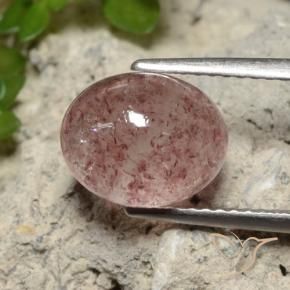 3.71 ct Pink Strawberry Quartz Stone, Natural Strawberry Quartz in Oval Cabochon Shape for Sale