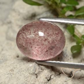 3.93 ct Pink Strawberry Quartz Stone, Natural Strawberry Quartz in Oval Cabochon Shape for Sale