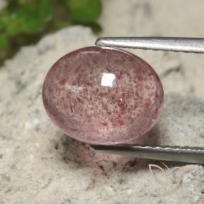 3.20 ct Pink Strawberry Quartz Stone, Natural Strawberry Quartz in Oval Cabochon Shape for Sale