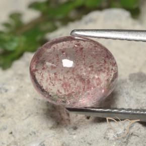 2.94 ct Pink Strawberry Quartz Stone, Natural Strawberry Quartz in Oval Cabochon Shape for Sale