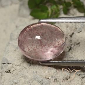 3.34 ct Pink Strawberry Quartz Stone, Natural Strawberry Quartz in Oval Cabochon Shape for Sale