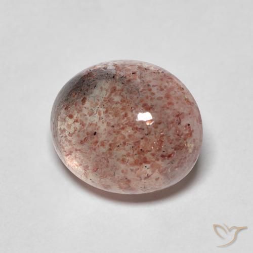 4.37 ct Pink Strawberry Quartz Stone, Natural Strawberry Quartz in Oval Cabochon Shape for Sale