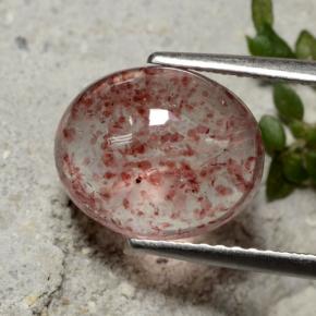 4.36 ct Pink Strawberry Quartz Stone, Natural Strawberry Quartz in Oval Cabochon Shape for Sale