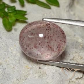 4.35 ct Pink Strawberry Quartz Stone, Natural Strawberry Quartz in Oval Cabochon Shape for Sale