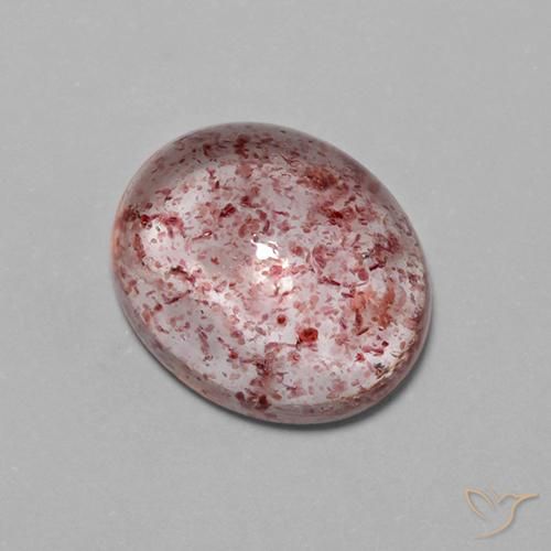 4.23 ct Pink Strawberry Quartz Stone, Natural Strawberry Quartz in Oval Cabochon Shape for Sale