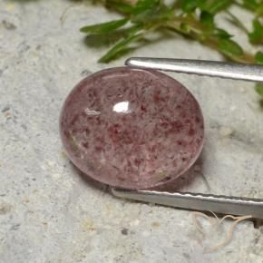 4.52 ct Pink Strawberry Quartz Stone, Natural Strawberry Quartz in Oval Cabochon Shape for Sale
