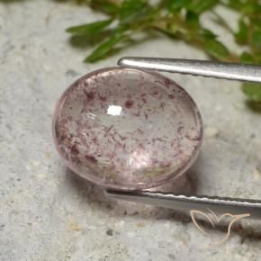 4.09 ct Pink Strawberry Quartz Stone, Natural Strawberry Quartz in Oval Cabochon Shape for Sale