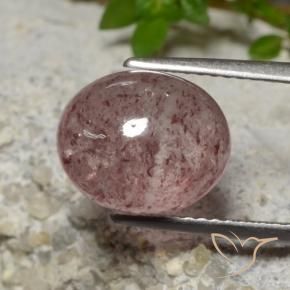 5.07 ct Pink Strawberry Quartz Stone, Natural Strawberry Quartz in Oval Cabochon Shape for Sale