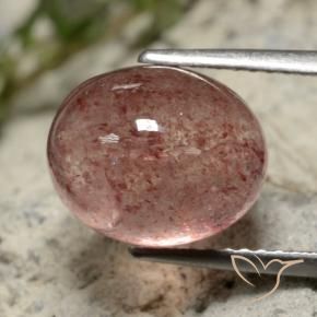 5.34 ct Pink Strawberry Quartz Stone, Natural Strawberry Quartz in Oval Cabochon Shape for Sale