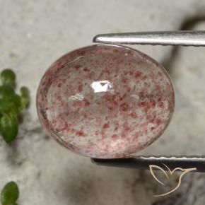 4.25 ct Pink Strawberry Quartz Stone, Natural Strawberry Quartz in Oval Cabochon Shape for Sale