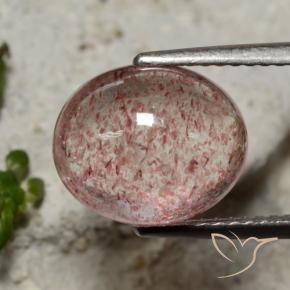 4.57 ct Pink Strawberry Quartz Stone, Natural Strawberry Quartz in Oval Cabochon Shape for Sale