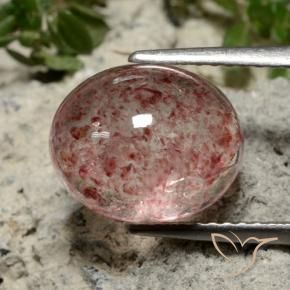 4.31 ct Pink Strawberry Quartz Stone, Natural Strawberry Quartz in Oval Cabochon Shape for Sale