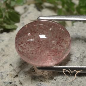 4.18 ct Pink Strawberry Quartz Stone, Natural Strawberry Quartz in Oval Cabochon Shape for Sale