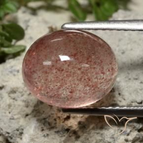 5.04 ct Pink Strawberry Quartz Stone, Natural Strawberry Quartz in Oval Cabochon Shape for Sale