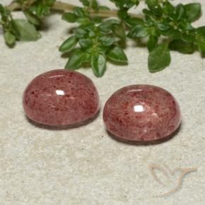 10.07 ctw Pink Strawberry Quartz Stones, Natural Strawberry Quartz in Oval Cabochon Shape for Sale