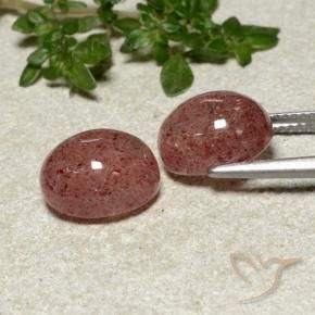 Strawberry Quartz Gemstones in 11 x 9 mm (calibrated) Size for Sale, Strawberry Quartz Stones in Raspberry Pink Color