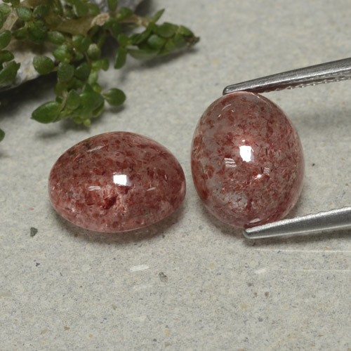 Medium Pink Strawberry Quartz Gem - 3.3ct Oval Cabochon (ID: 480276)