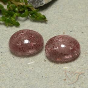 6.52 ctw Pink Strawberry Quartz Stones, Natural Strawberry Quartz in Oval Cabochon Shape for Sale