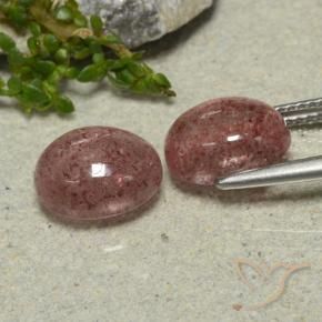 Strawberry Quartz Gemstones in 10 x 8 mm (calibrated) Size for Sale, Strawberry Quartz Stones in Medium Pink Color
