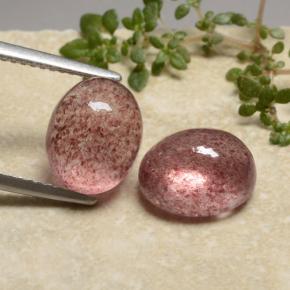 Brick Red Strawberry Quartz Gem - 3.3ct Oval Cabochon (ID: 480278)
