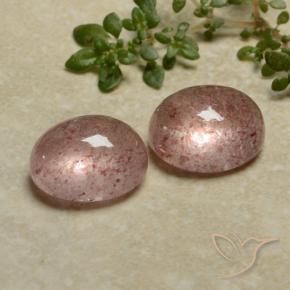 7.40 ctw Pink Strawberry Quartz Stones, Natural Strawberry Quartz in Oval Cabochon Shape for Sale